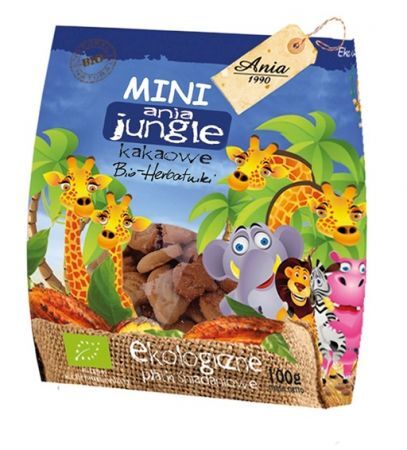Herbatniki kakaowe, Mini Jungle, 100g