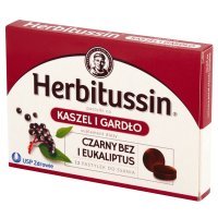Herbitussin Kaszel i Gardło, czarny bez i eukaliptus, 12 pastylek do ssania