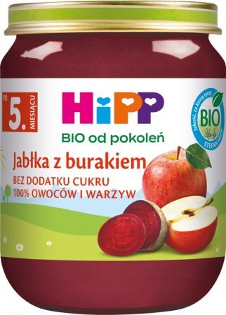 Hipp, jabłka z burakiem, Bio, po 5 miesiącu, 125g