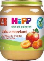 Hipp, jabłka z morelami, Bio, po 4 miesiącu, 125g