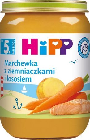 Hipp, marchewka z ziemniaczkami i łososiem, Bio. po 5 miesiącu, 190g