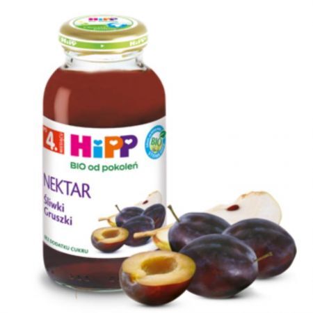 Hipp Nektar Bio, śliwka i gruszka, po 4 miesiącu, 200ml