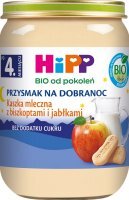 Hipp, Przysmak na dobranoc, kaszka mleczna z biszkoptami i jabłkami, Bio, po 4 miesiącu, 190g