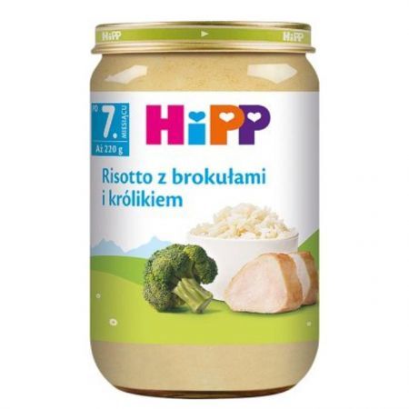 Hipp, risotto z brokułami i królikiem, po 7 miesiącu, 220g
