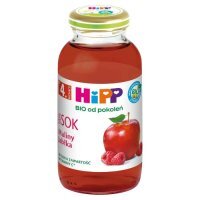 Hipp Sok 100% Bio, maliny-jabłka, bez dodatku cukru, po 4 miesiącu, 200ml