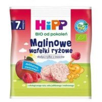 Hipp, wafelki ryżowe Bio, malinowe, po 7 miesiącu, 30g
