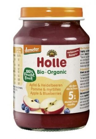 Holle, jabłko-borówka, Bio, po 5 miesiącu, 190g