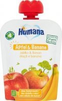 Humana 100% Organic, mus owocowy, jabłko i banan, po 4 miesiącu, 90g
