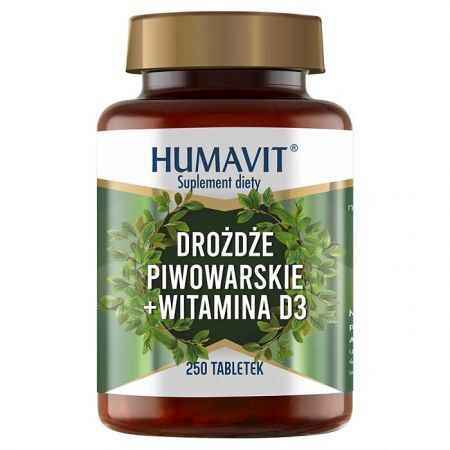 Humavit, drożdże piwowarskie + witamina D3, 250 tabletek