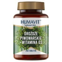 Humavit, drożdże piwowarskie + witamina D3, 250 tabletek