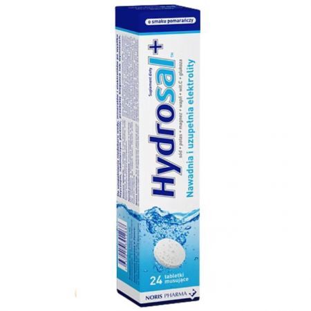 Hydrosal +, elektrolity, smak pomarańczowy, 24 tabletki musujące