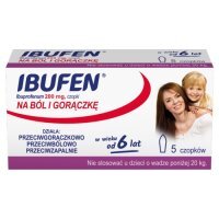 Ibufen 200mg, dla dzieci od 6 lat, 5 czopków