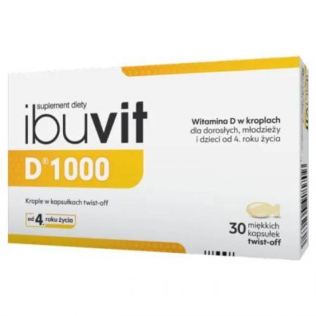 Ibuvit D 1000, dla dorosłych i dzieci po 4 roku życia, 30 kapsułek twist-off