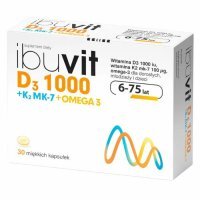 Ibuvit D3 1000 + K2 MK-7 Omega-3, dla dorosłych i dzieci po 6 roku życia, 30 kapsułek