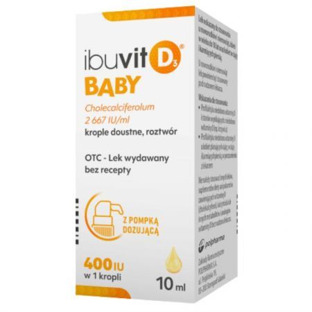 Ibuvit D3 Baby 2667 IU/ml, dla noworodków, niemowląt i dzieci w wieku do 10 lat, krople doustne, 10ml