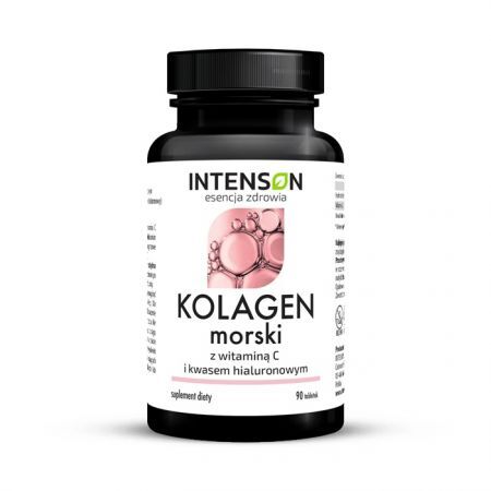 Intenson, kolagen morski, z witaminą C i kwasem hialuronowym, 90 tabletek