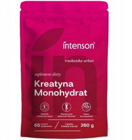 Intenson, Kreatyna Monohydrat, smak truskawkowo-arbuzowy, 260g