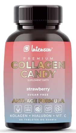 Intenson Premium, Collagen Candy, smak truskawkowy, 60 tabletek do ssania