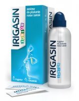 Irigasin Junior, zestaw do płukania nosa i zatok, od 4 roku życia, 12 saszetek + irygator