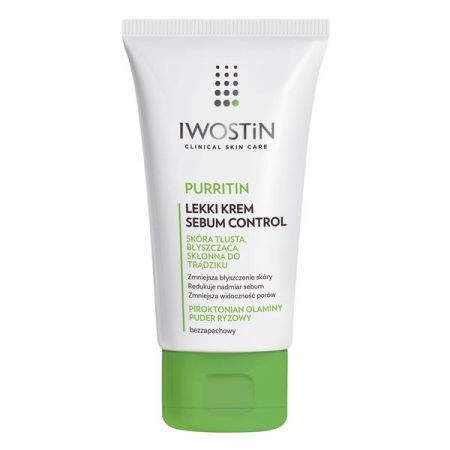 Iwostin Purritin, Sebum Control, lekki krem, skóra tłusta, błyszcząca, skłonna do trądziku, 60ml