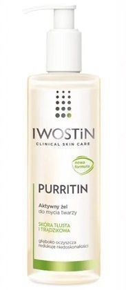 Iwostin Purritin, żel aktywny do mycia twarzy, skóra tłusta i trądzikowa, 300ml