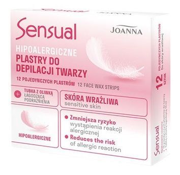 Joanna Sensual, hipoalergiczne plastry do depilacji twarzy, skóra wrażliwa, 12 sztuk