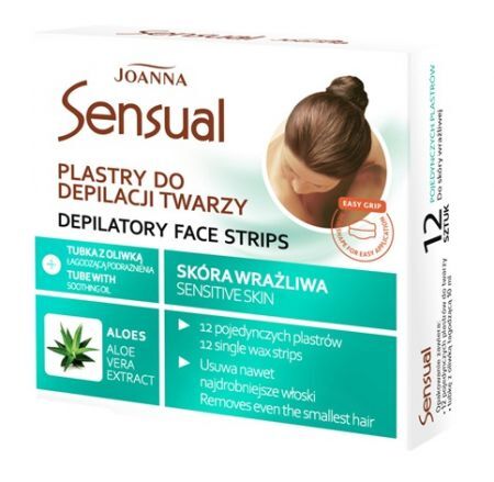 Joanna Sensual, plastry do depilacji twarzy, skóra wrażliwa, 12 sztuk