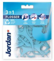 Jordan, Flosser 3w1, nić dentystyczna, wykałaczka i czyścik do języka, 36 sztuk