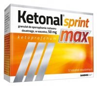 Ketonal Sprint Max 50mg, granulat do sporządzania roztworu doustnego, 12 saszetek