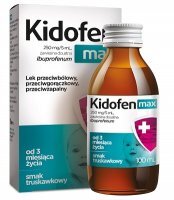 Kidofen Max 250mg/5ml, zawiesina doustna, smak truskawkowy, dla dzieci od 3 miesiąca życia, 100ml