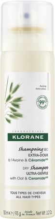 Klorane, ultrałagodny szampon suchy z owsem i ceramidami, do każdego rodzaju włosów, aerozol, 150ml