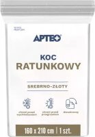 Koc ratunkowy srebrno-złoty 160x210cm, Apteo, 1 sztuka