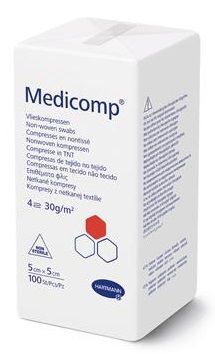 Kompresy włókninowe Medicomp, niejałowe, 5cmx5cm, 100 sztuk