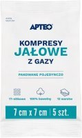 Kompresy z gazy bawełnianej Apteo, jałowe, 17-nitkowe, 12-warstwowe, 9cmx9cm, 5 sztuk