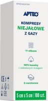 Kompresy z gazy bawełnianej Apteo, niejałowe, 17-nitkowe, 8-warstwowe, 5cmx5cm, 100 sztuk