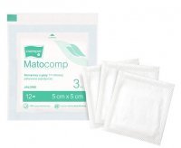 Kompresy z gazy bawełnianej Matocomp, jałowe, 17-nitkowe, 12-warstwowe, 5cmx5cm, 3 sztuki