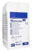 Kompresy z gazy bawełnianej Matocomp, niejałowe, 17-nitkowe, 12-warstwowe, 10cmx10cm, 100 sztuk