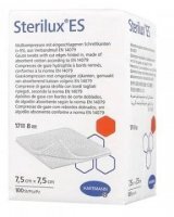 Kompresy z gazy bawełnianej Sterilux ES, niejałowe, 17 nitkowe, 8-warstwowe, 7,5cmx7,5cm, 100 sztuk