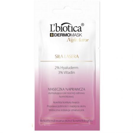 L'Biotica Dermomask, Night Active, maseczka naprawcza, siła lasera, 12ml