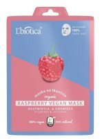 L'biotica Raspberry Vegan Mask, maska na tkaninie, rozświetlająco-odświeżająca, 23ml