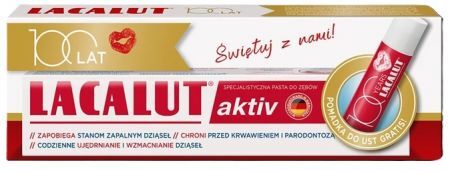 Lacalut Aktiv, pasta do zębów na krwawiące dziąsła, 75ml + pomadka ochronna do ust