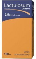 Lactulosum Orifarm 2,5g/5ml, syrop, smak pomarańczowy, 150ml