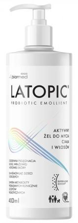 Latopic, aktywny żel do mycia ciała i włosów, skóra atopowa, od urodzenia, 400ml