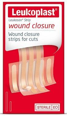Leukoplast, Leukosan Strip, Wound Closure, paski do zamykania ran, cieliste, 2 rozmiary, 9 sztuk
