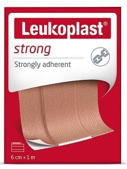 Leukoplast, Strong, plaster z opatrunkiem, cielisty, 6cm x 1m, 1 sztuka