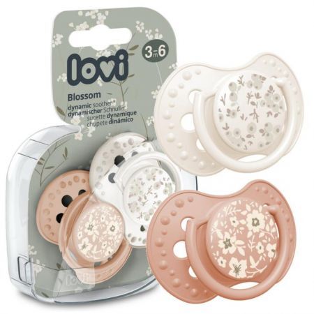 Lovi, smoczek uspokajający, silikonowy, dynamiczny, Blossom Ivory 3-6 miesięcy, 22/922, 2 sztuki