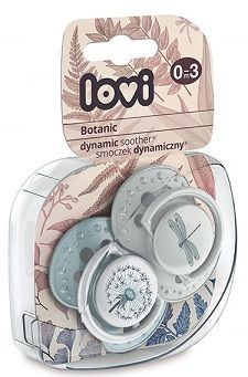 Lovi, smoczek uspokajający, silikonowy, dynamiczny, Botanic Boy, 0-3 miesiące, 22/869, 2 sztuki
