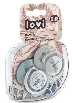 Lovi, smoczek uspokajający, silikonowy, dynamiczny, Botanic Boy, 6-18 miesięcy, 22/871, 2 sztuki