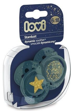 Lovi, smoczek uspokajający, silikonowy, dynamiczny, Stardust, green, 6-18 miesięcy, 22/894, 2 sztuki