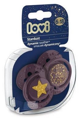 Lovi, smoczek uspokajający, silikonowy, dynamiczny, Stardust, violet, 6-18 miesięcy, 22/284, 2 sztuki